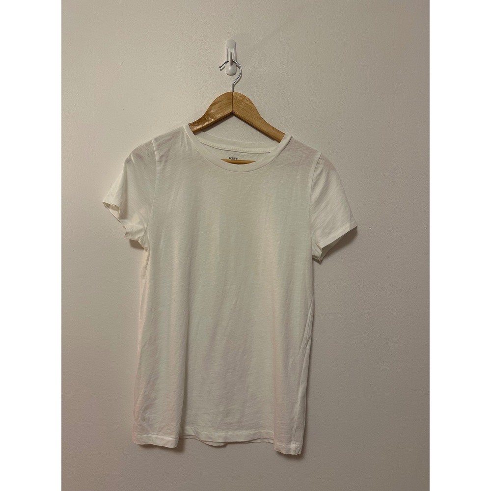 J. Crew Slub Cotton White Short Sleeve Crew Neck T-Shirt | Size Medium